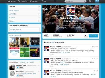 Même s'il est le plus suivi, Barack Obama est loin d'être le plus connecté des présidents. Capture d'écran Twitter.com