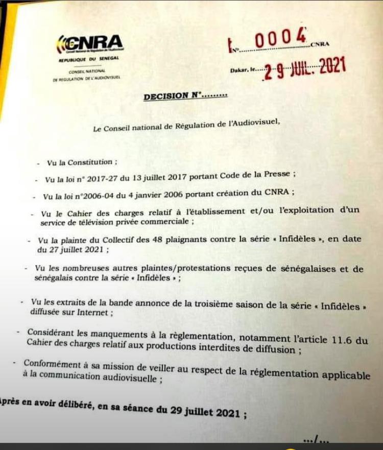 Le Cnra "censure" la série Infidèles, après une plainte de Jamra