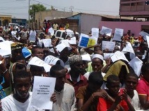 Une manifestation devant la prison de Gabode, ce 30 août 2013. L'image a été diffusée par l'USN, un parti de l'opposition à Djibouti. DR / USN (Union pour le Salut National)