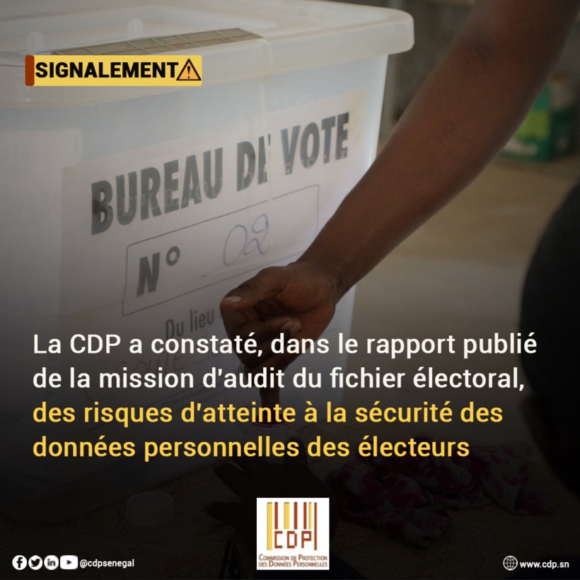 Fichier électoral et données personnelles des Sénégalais: la CDP a indiqué ses inquiétudes à la DAF Fichier électoral et données personnelles des Sénégalais: la CDP a indiqué ses inquiétudes à la DAF