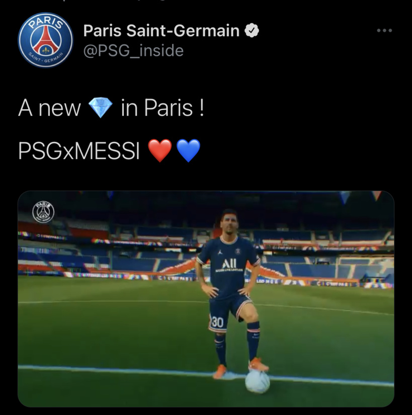Le PSG annonce officiellement la signature de Messi Le PSG annonce officiellement la signature de Messi