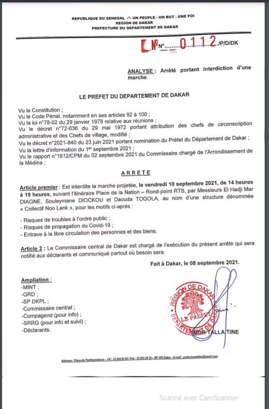 Cherté de la vie : la marche de la plateforme Noo Lank interdite