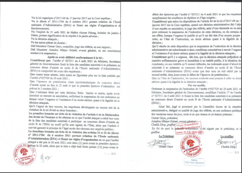 Exclusion de candidats : la Cour Suprême ordonne la suspension du Concours de l’Ena 2021 Exclusion de candidats : la Cour Suprême ordonne la suspension du Concours de l’Ena 2021