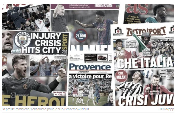 La presse madrilène s'enflamme pour le duo Benzema-Vinicius, le héros David De Gea met fin à une incroyable série avec Manchester United