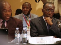 Les responsables du M23 et du gouvernement congolais (ici sur la photo) lors des négociation de Kampala, en octobre 2013. AFP PHOTO / ISAAC KASAMANI