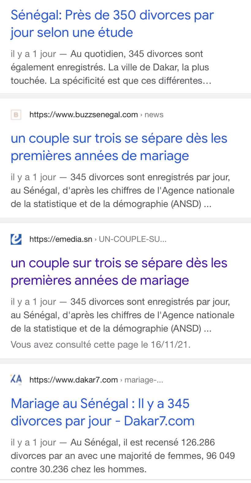 NON, l’Ansd n’a jamais dit qu’il y a 345 divorces par jour au Sénégal