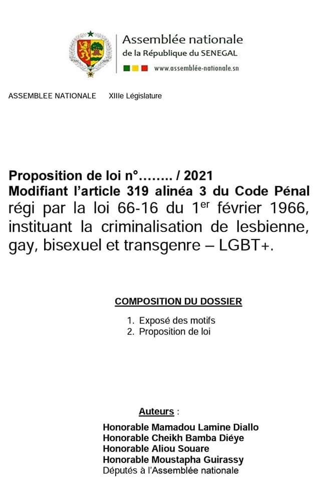Criminalisation des LGBT+ au Sénégal: la proposition de loi déposée sur la table de l’Assemblée nationale