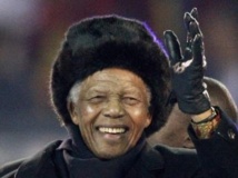 Nelson Mandela au Soccer City Stadium de Johannesburg, avant la finale de la Coupe du monde.