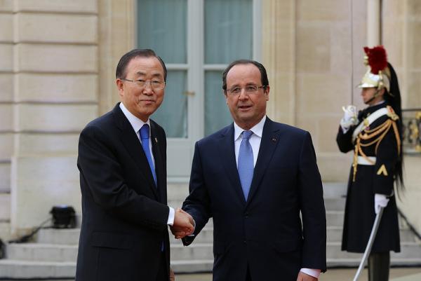 Le président français et le secrétaire général de l'ONU Ban Ki-Moon. Francediplomatie