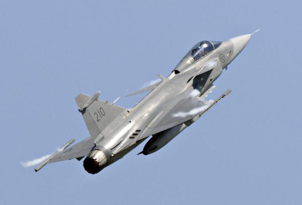 Une vue du chasseur «Gripen». REUTERS/Johan Nilsson/TT News Agency/Files