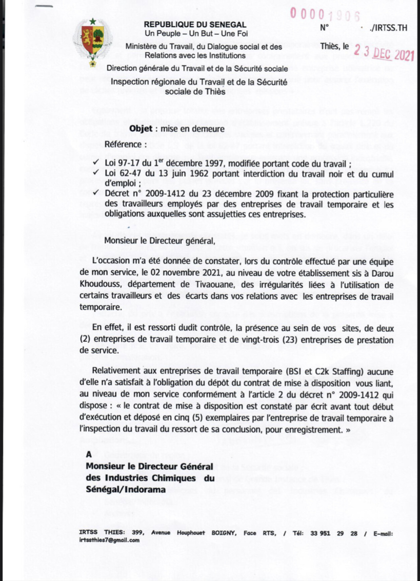 Exploitation irrégulière de travailleurs par des entreprises temporaires: les ICS mises en demeure par l’Inspection du Travail Exploitation irrégulière de travailleurs par des entreprises temporaires: les ICS mises en demeure par l’Inspection du Travail