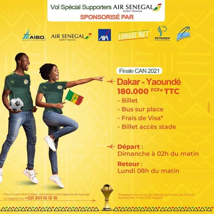 FINAL CAN: Air Sénégal a fait un tarif forfaitaire à 180.000 CFA, y compris le ticket du stade