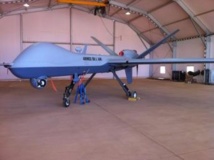 Le premier drone «Reaper» acheté par la France, livré à Niamey fin décembre 2013. Olivier Fourt