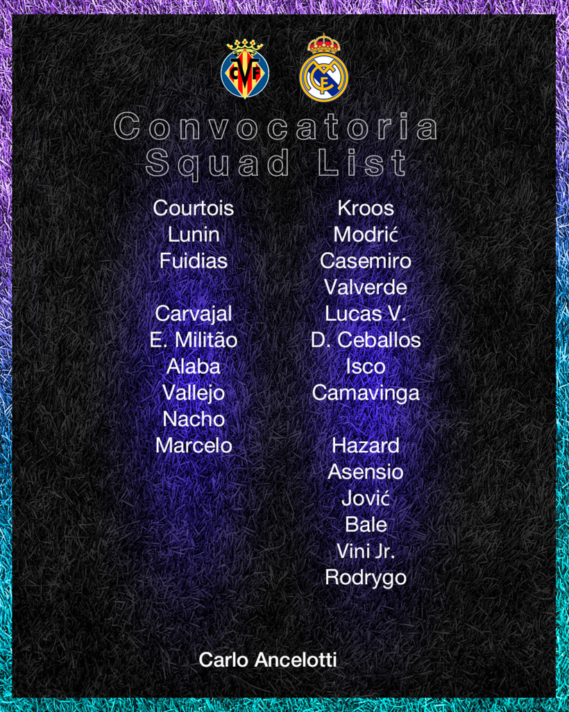 Le groupe du Real pour le déplacement à Villarreal, sans Benzema ni Mendy Le groupe du Real pour le déplacement à Villarreal, sans Benzema ni Mendy