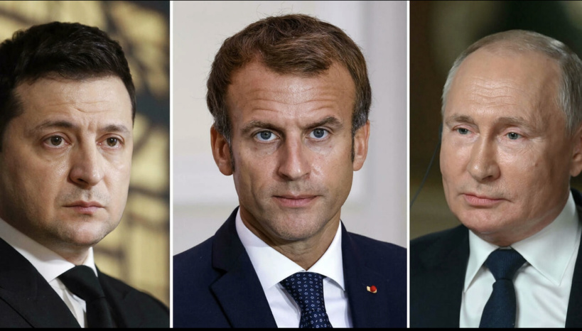 Crise en Ukraine: entretiens entre Emmanuel Macron, Vladimir Poutine et Volodymyr Zelensky