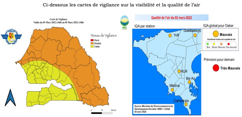 Alerte poussière et dégradation de la qualité de l’air dans les régions Nord, Est et sur le Littoral (Anacim) Alerte poussière et dégradation de la qualité de l’air dans les régions Nord, Est et sur le Littoral (Anacim)