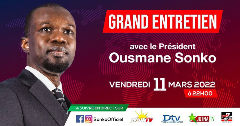 Ousmane Sonko va s’exprimer sur toutes les questions d’actualités ce soir à 22 heures Ousmane Sonko va s’exprimer sur toutes les questions d’actualités ce soir à 22 heures