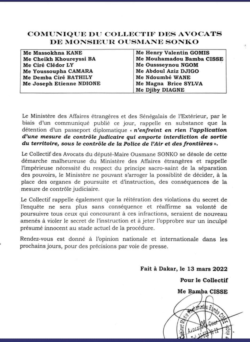 Controle judiciaire: les avocats de Sonko recadrent Aissata Tall Sall Controle judiciaire: les avocats de Sonko recadrent Aissata Tall Sall