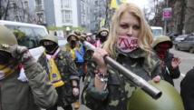 Manifestants anti-gouvernement, le 14 février à Kiev.