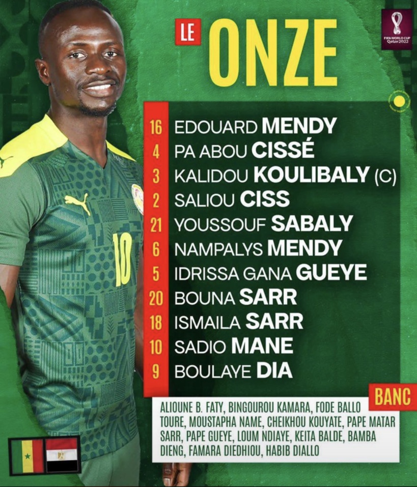 #SENEGY : Voici le onze de départ des "Lions" #SENEGY : Voici le onze de départ des "Lions"
