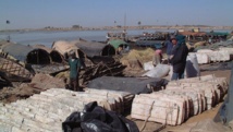 Les plaques de sel de Taoudeni, déchargées sur le port de Mopti, au Mali. CC BY-SA 3.0 Taguelmoust
