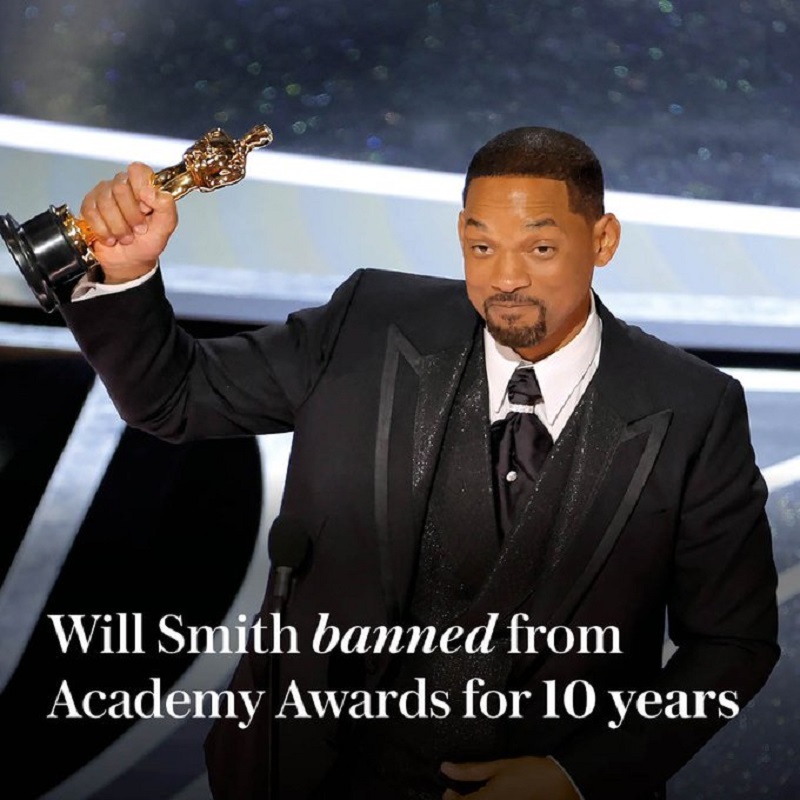 Will Smith interdit de toute cérémonie des Oscars pour dix ans (Académie)