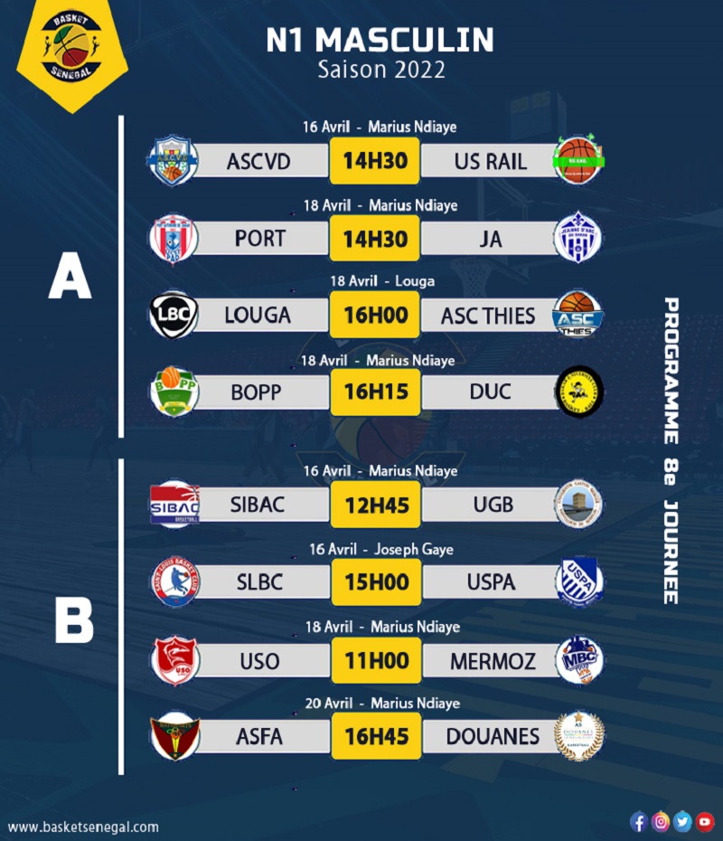 Basket – National 1 Masculin : Ville de Dakar / US Rail et Sibac / UGB, en attraction Basket – National 1 Masculin : Ville de Dakar / US Rail et Sibac / UGB, en attraction