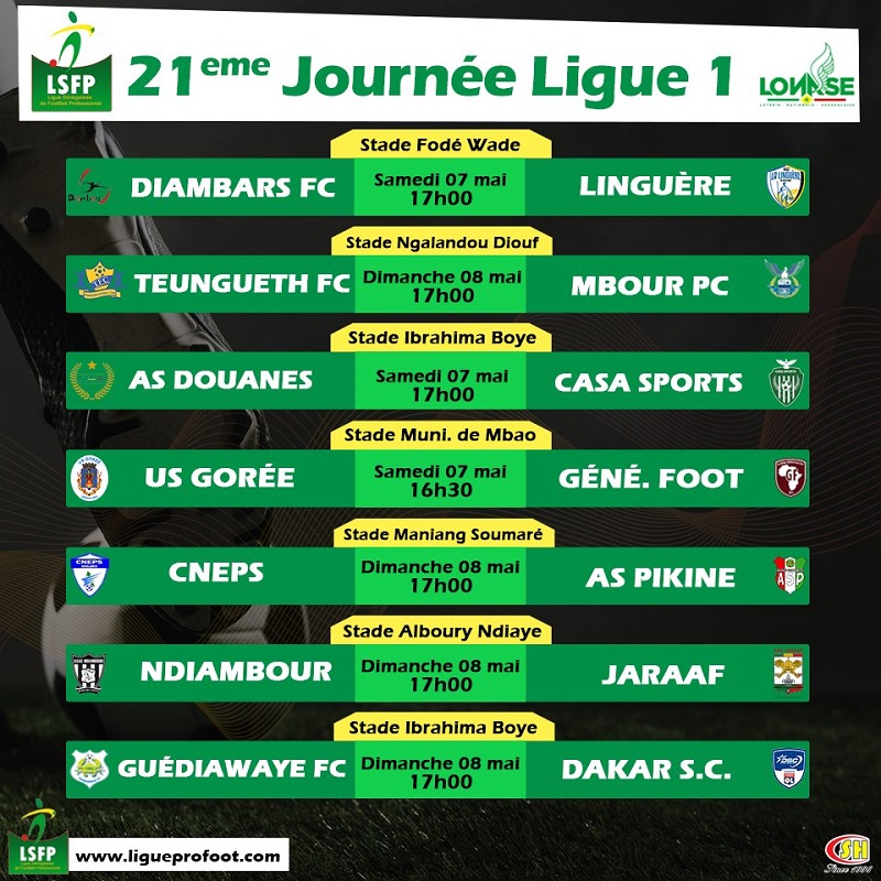 ​Ligue 1: Casa Sports en danger chez l’AS Douane, duel à distance Génération Foot et Jaraaf