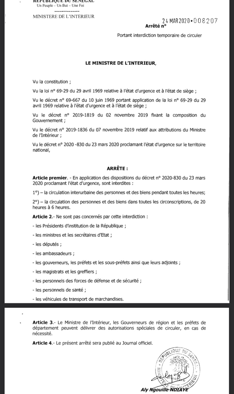 #Migrations - Diagnostic période de Covid-19: l’Etat du Sénégal « coupable » de violation des instruments régionaux en matière de libertés de circulation des personnes #Migrations - Diagnostic période de Covid-19: l’Etat du Sénégal « coupable » de violation des instruments régionaux en matière de libertés de circulation des personnes