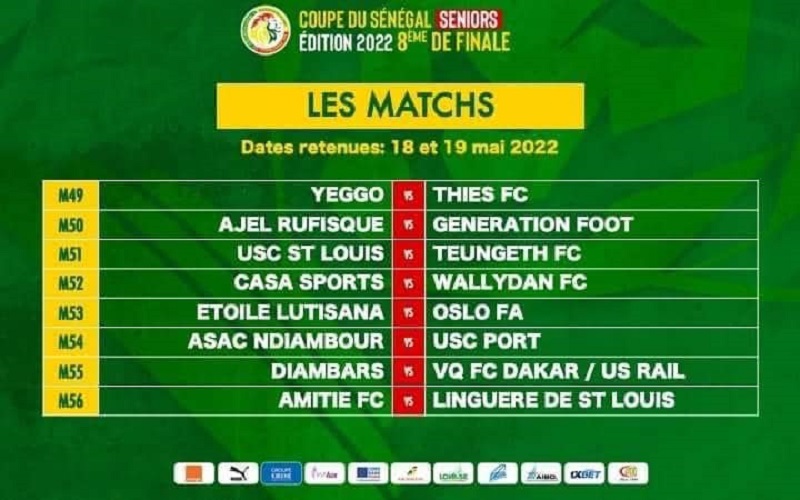 ​Coupe du Sénégal : Casa Sports / Wally Daan, le choc des 8èmes de finale