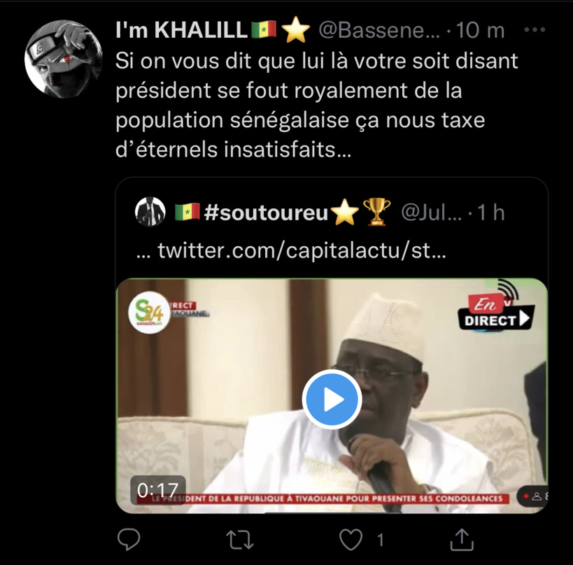 « Qu’on règle ça vite, que je m’en aille », la phrase méprisante de Macky Sall devant les victimes qui choque les Sénégalais « Qu’on règle ça vite, que je m’en aille », la phrase méprisante de Macky Sall devant les victimes qui choque les Sénégalais