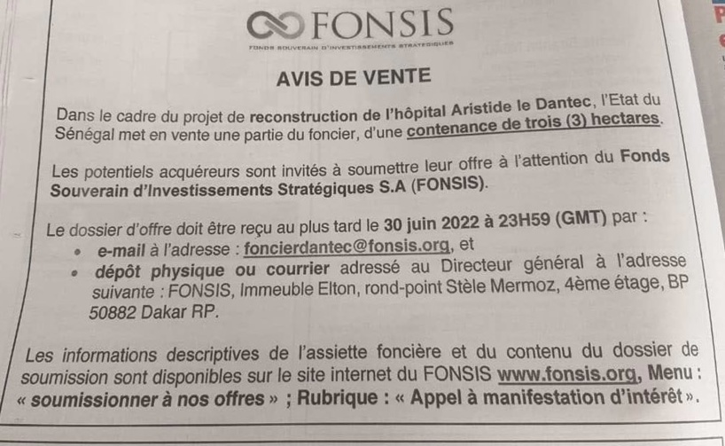 La mise en vente par l'État du Sénégal d’une partie de l'hôpital Le Dantec fait polémique La mise en vente par l'État du Sénégal d’une partie de l'hôpital Le Dantec fait polémique