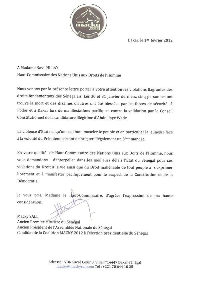 Seydi Gassama déterre la lettre de 2012 de Macky Sall au Haut Commissaire des Nations Unies pour dénoncer les dérives du pouvoir de Wade