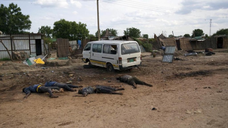 Des cadavres de civils jonchent les bords d'une route de Bentiu, au Soudan du Sud, le 20 avril 2014.