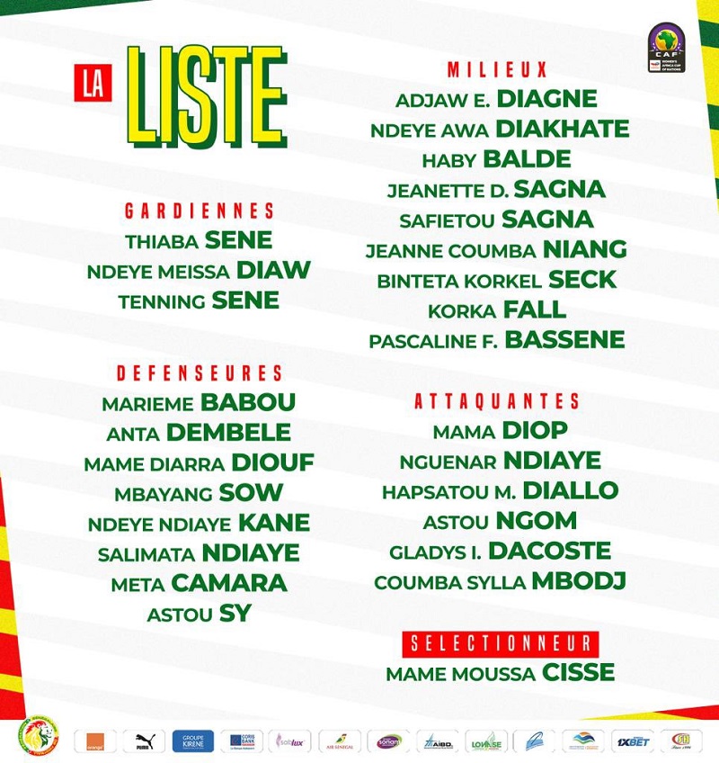 ​CAN Féminine 2022: Mame Moussa Cissé  sélectionne 26 « Lionnes »