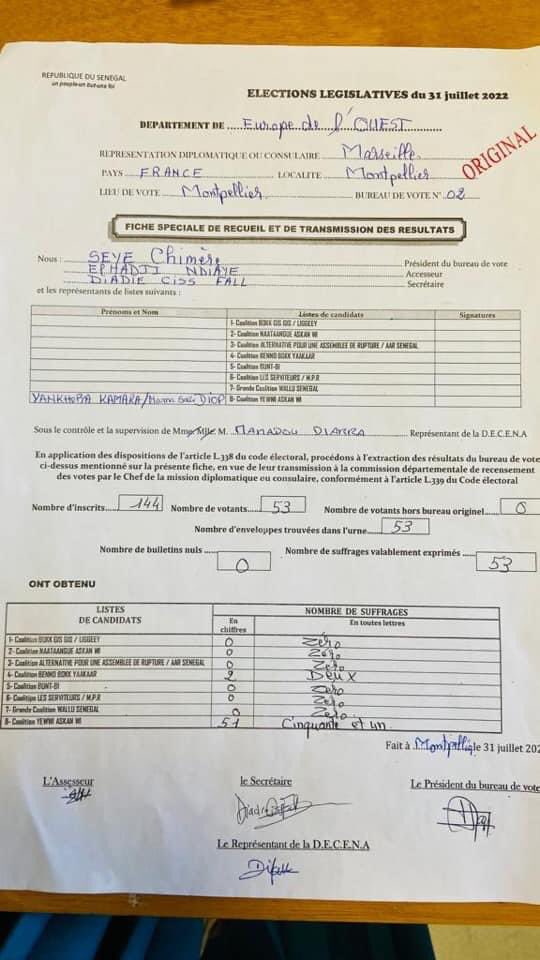 #Legislatives2022: les premiers résultats de l’extérieur tombent : YAW rafle tout