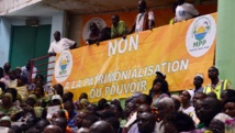 Ouagadougou, Burkina Faso, le 5 avril 2014. Meeting du nouveau parti d'opposition, le Mouvement du peuple pour le progrès. AFP PHOTO / AHMED OUOBA