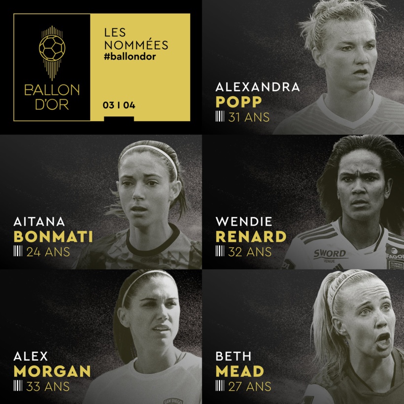 Les nommées pour le Ballon d’Or féminin Les nommées pour le Ballon d’Or féminin