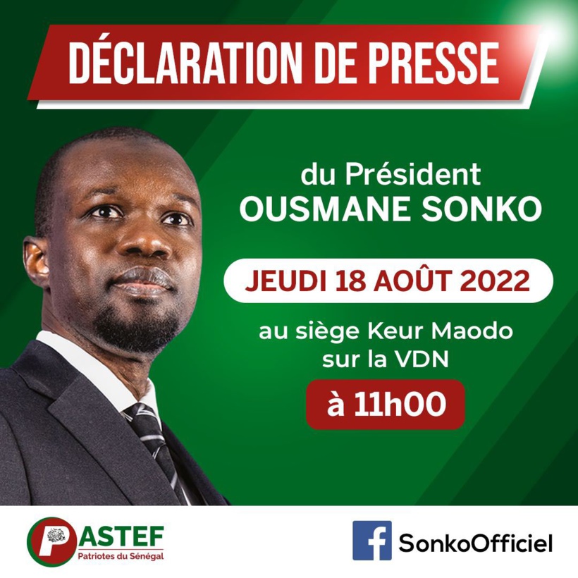Ousmane Sonko face à la presse à 11 heures