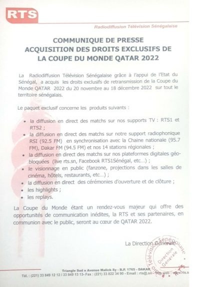 Coupe du Monde 2022 : la RTS s’offre les droits de retransmission