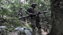 Des rebelles rwandais hutus des FDLR, à 150 km au nord-ouest de Goma, en 2009. AFP/ Lionel Healing