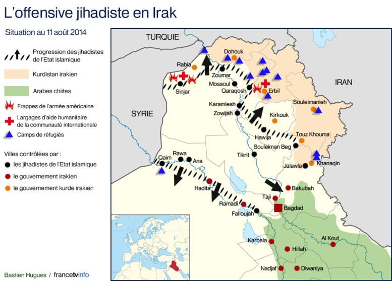 Irak : la carte pour comprendre l'offensive des djihadistes 