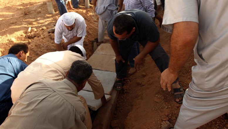 Funérailles du jeune Tawfik Bensaud, militant des droits civiques, assassiné à Benghazi, le 20 septembre 2014. AFP/Abdullah Doma