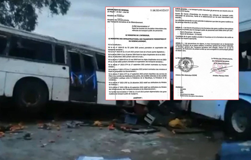 Sécurité routière: l'arrêté interdisant les voyages nocturnes des véhicules de transport public et personnes est publié Sécurité routière: l'arrêté interdisant les voyages nocturnes des véhicules de transport public et personnes est publié