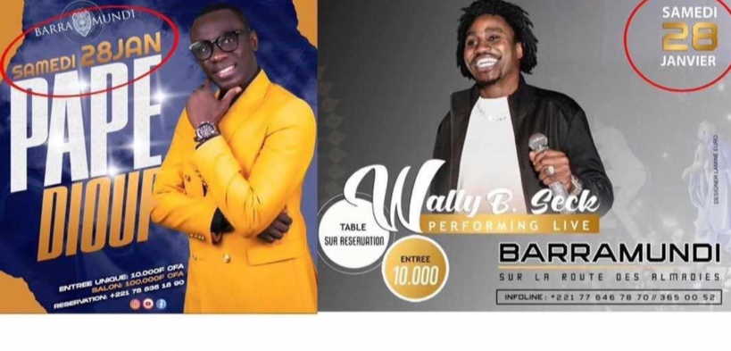 Soirées annoncées le même jour à Baramundi: Va-t-on vers une nouvelle "guerre" entre Waly Seck et Pape Diouf Soirées annoncées le même jour à Baramundi: Va-t-on vers une nouvelle "guerre" entre Waly Seck et Pape Diouf