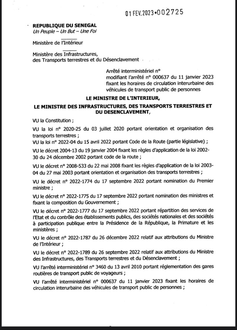 Transport public et privé : les horaires de circulation interurbaine et les heures de fermeture des gares routières modifiés Transport public et privé : les horaires de circulation interurbaine et les heures de fermeture des gares routières modifiés