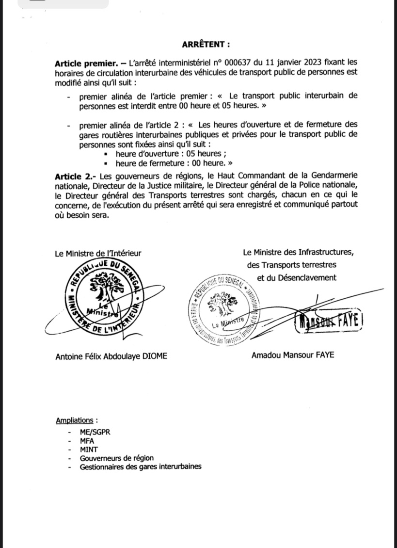 Transport public et privé : les horaires de circulation interurbaine et les heures de fermeture des gares routières modifiés Transport public et privé : les horaires de circulation interurbaine et les heures de fermeture des gares routières modifiés