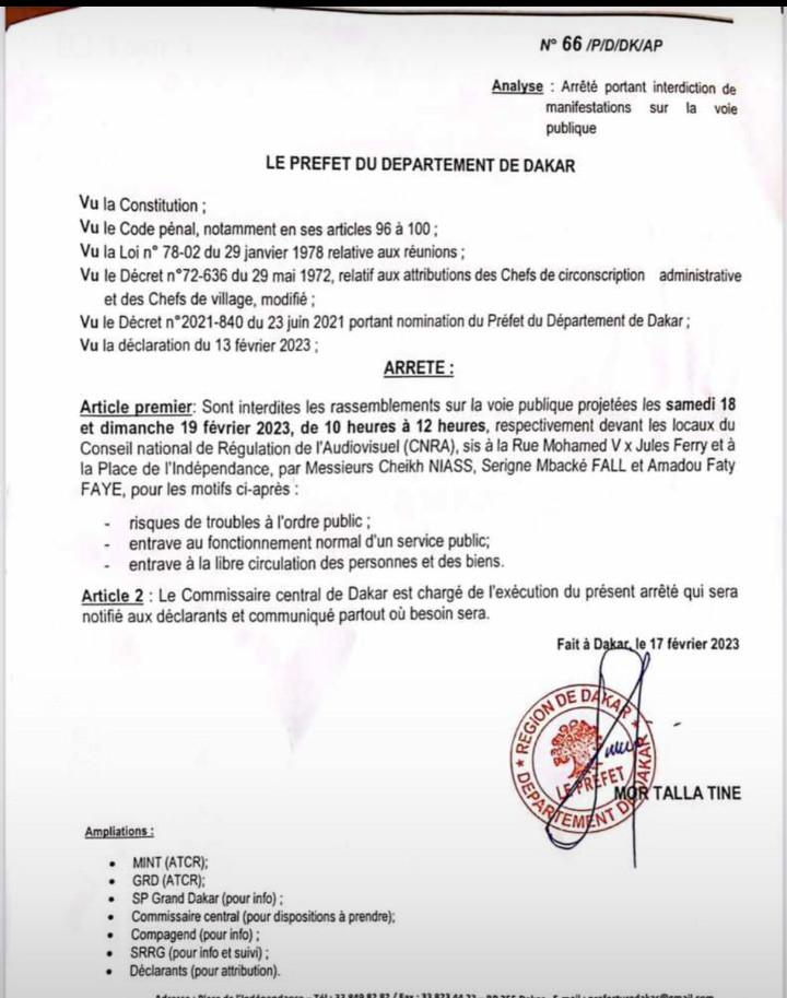 Le préfet de Dakar interdit les autres rassemblements de Walf TV