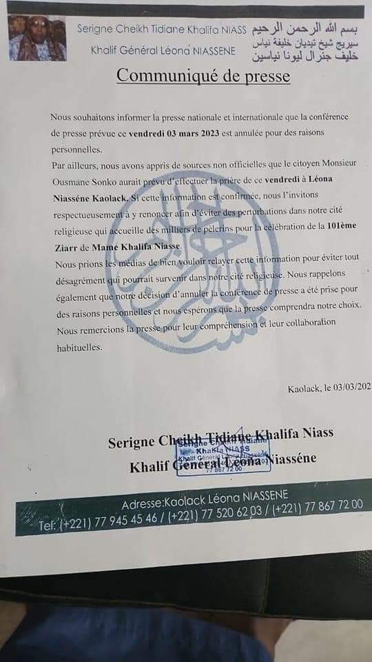 Kaolack : Léona Niasséne ferme la porte de sa mosquée à Ousmane Sonko