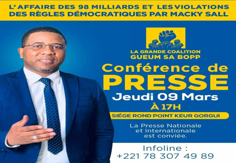 Affaire des « 98 milliards » : Bougane Gueye face à la presse ce jeudi Affaire des « 98 milliards » : Bougane Gueye face à la presse ce jeudi